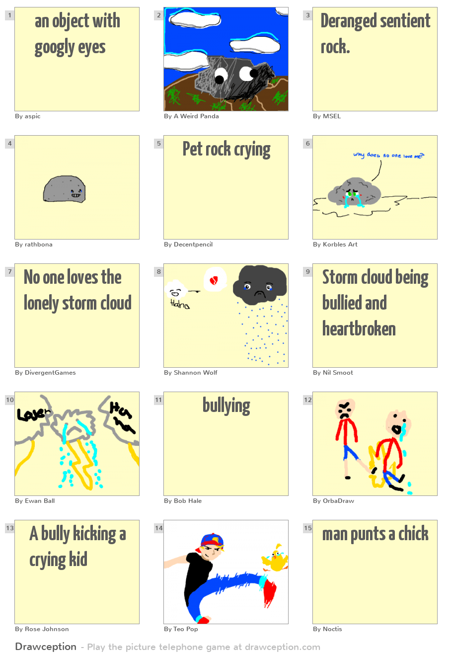 an object with googly eyes Drawception