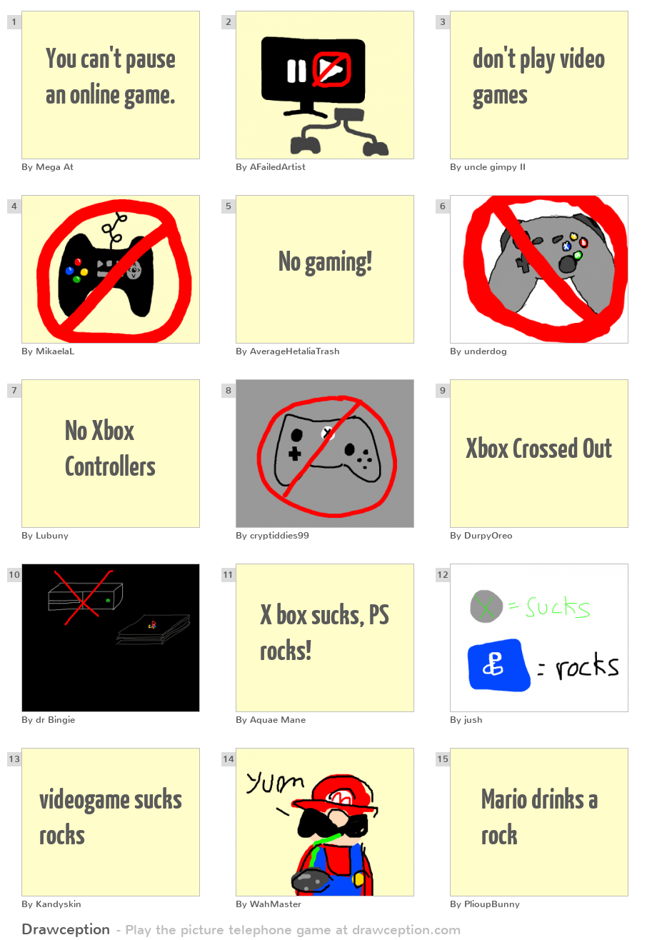 You can't pause an online game. Drawception