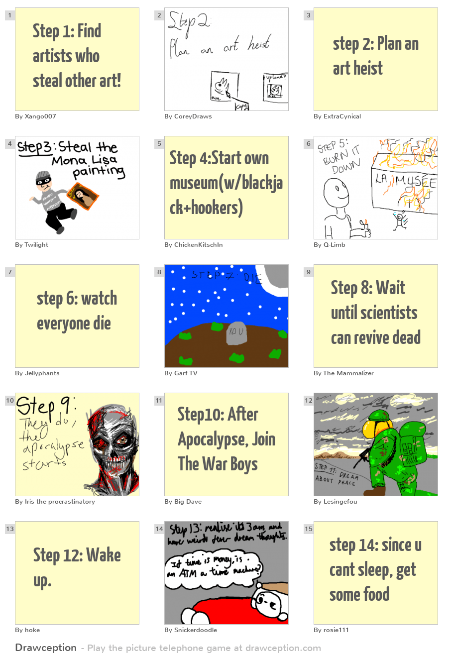 Step 1 Find artists who steal other art! Drawception