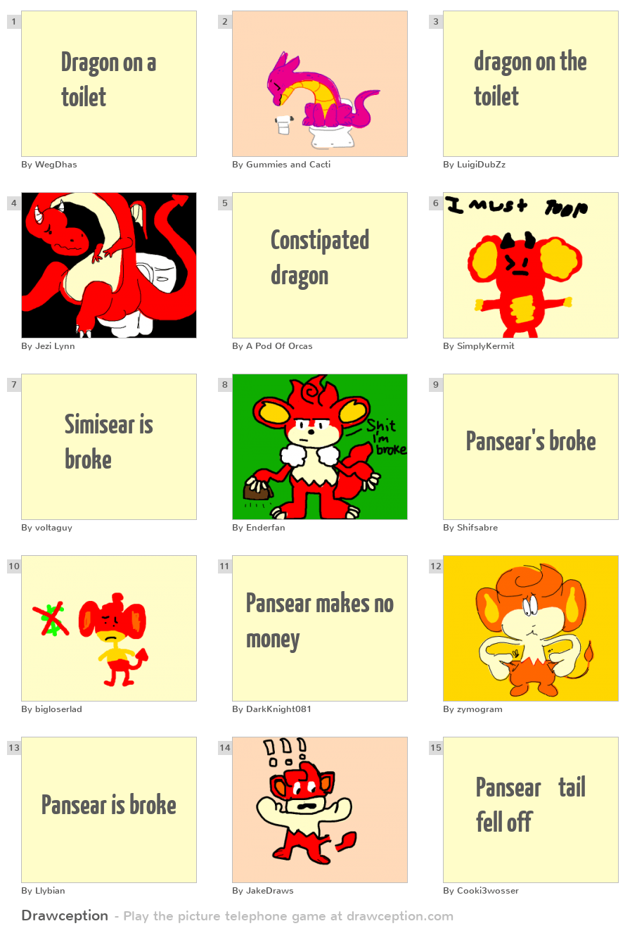 Dragon on a toilet Drawception