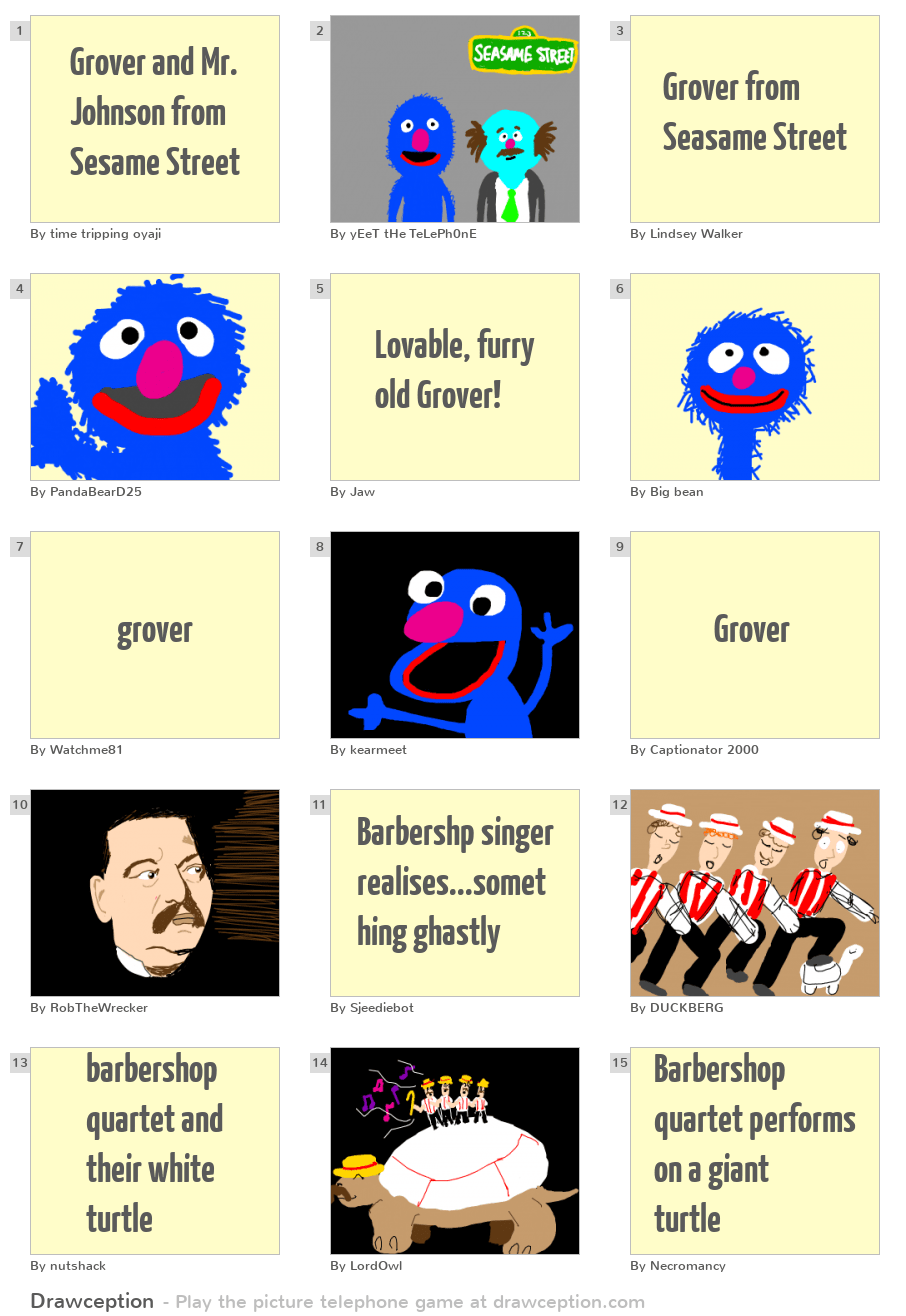 Grover and Mr. Johnson from Sesame Street Drawception