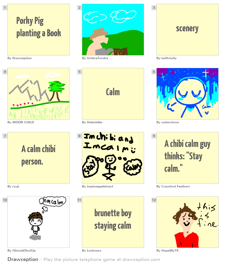 Porky Pig planting a Book Drawception