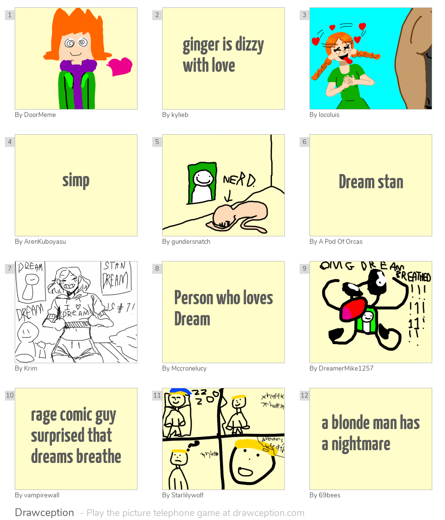 ginger is dizzy with love Drawception