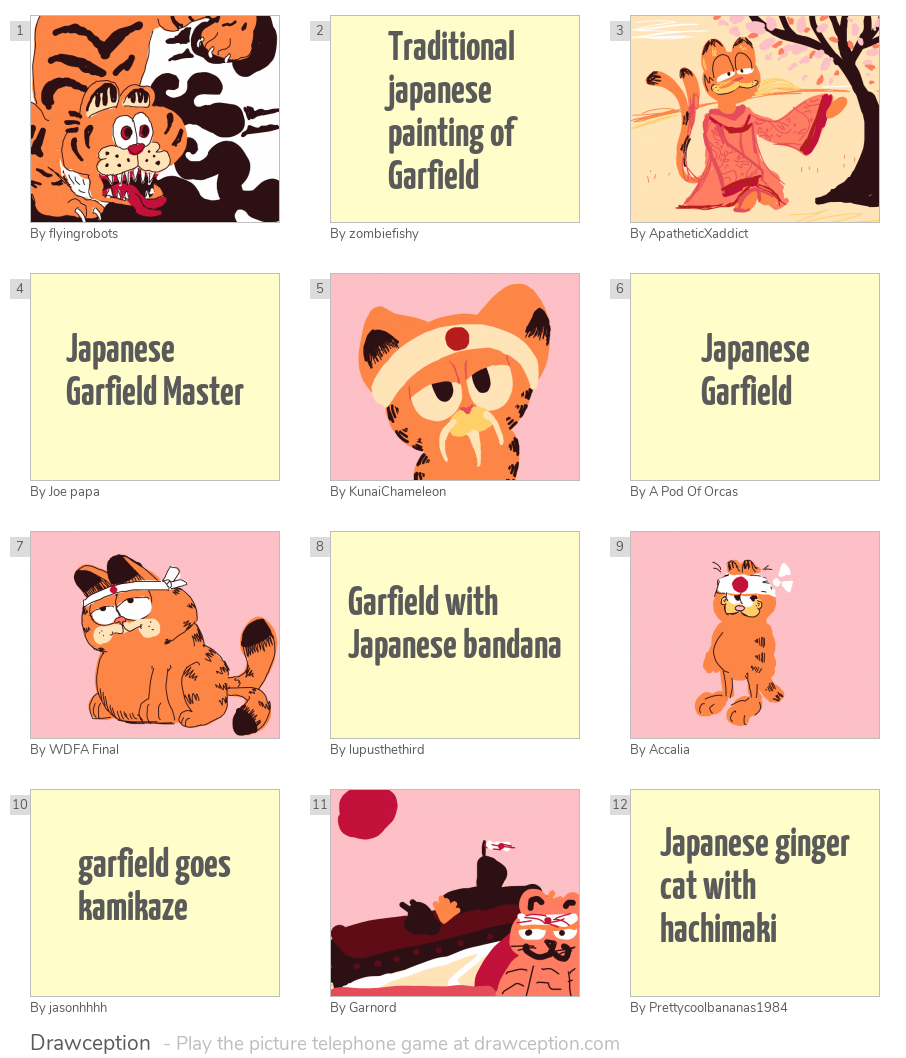 Traditional japanese painting of Garfield Drawception