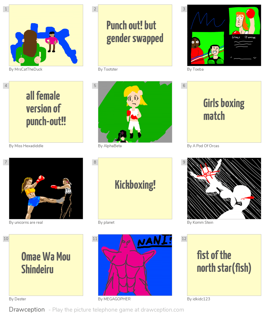 Punch out! but gender swapped Drawception