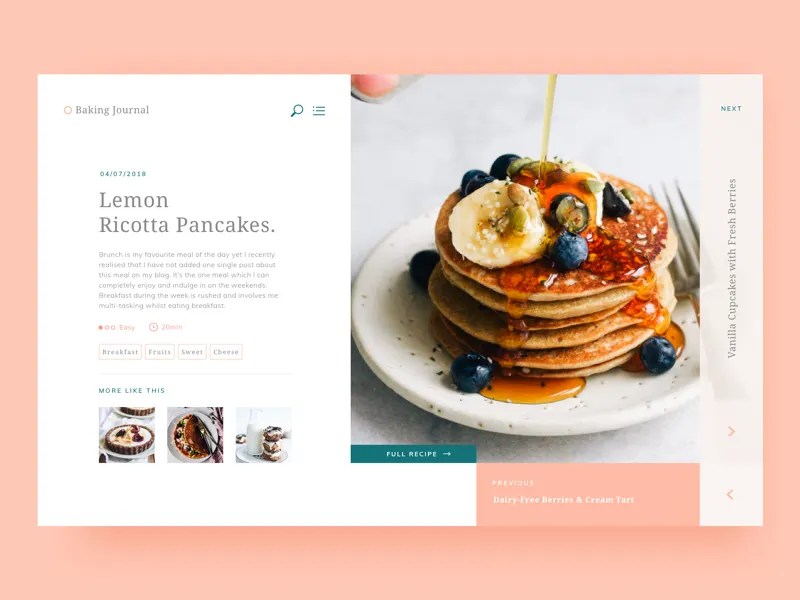Baking Journal Blog by Hadzidy on Dribbble