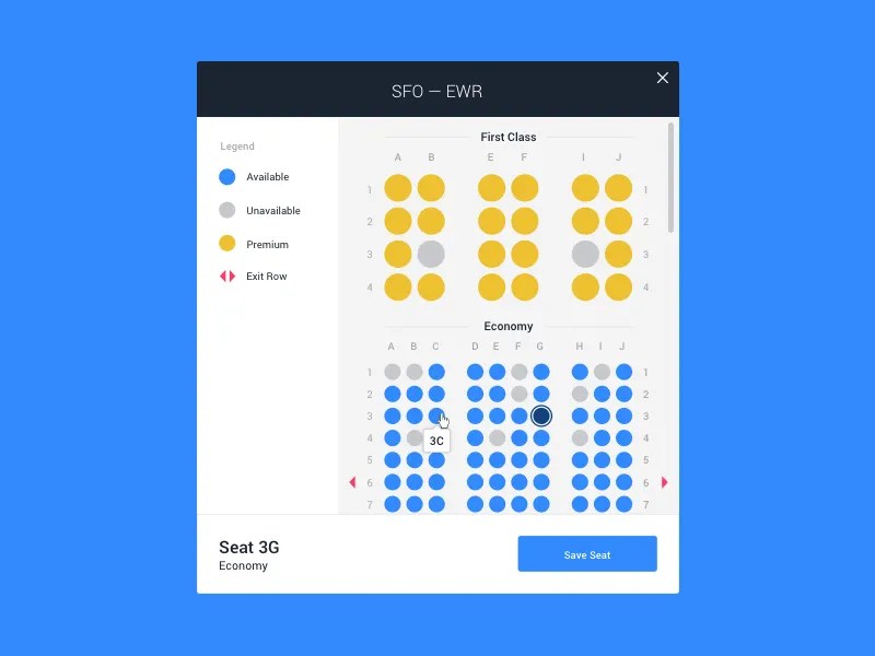 Flight Seat Selection by CJ Cipriano for TravelBank on Dribbble
