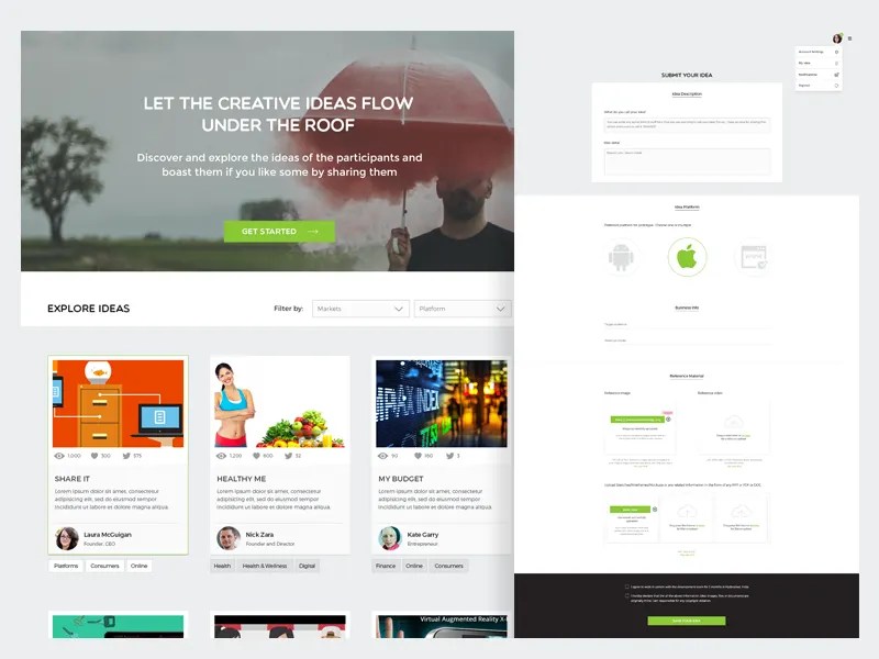 Submit and Explore Ideas...Get your idea built for free by