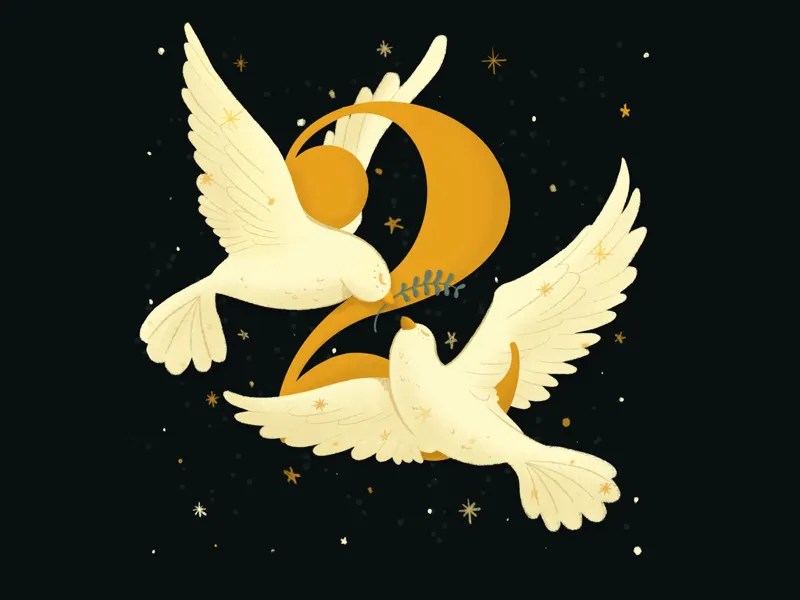 12 days of Christmas Two Turtle Doves by A.S. Wright on