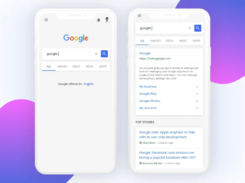Retouched Google Mobile UI by Alamin Mir 🚀 on Dribbble