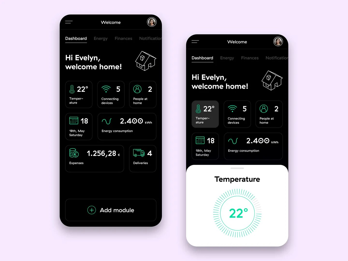 Home Monitoring Dashboard (Daily UI 021) by Duy Tran on Dribbble
