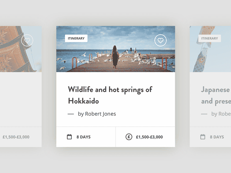Travel site cards by Francisco Laterza for Lighthouse on Dribbble