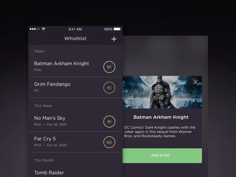 Game tracker app concept by João on Dribbble