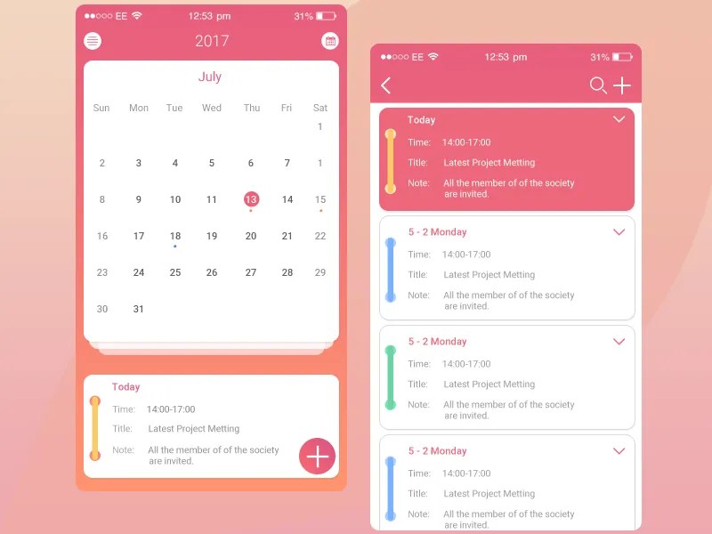 calendar app that looks like paper calendar Calendar App Design by Manish on Dribbble