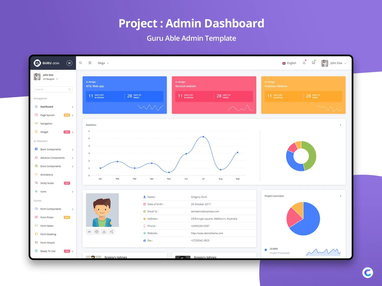 Guru Able Admin Dashboard by codedthemes on Dribbble
