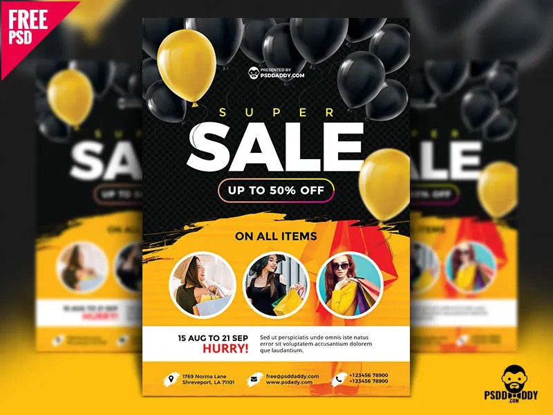 Super Sale Flyer Design Free PSD by Mohammed Asif on Dribbble