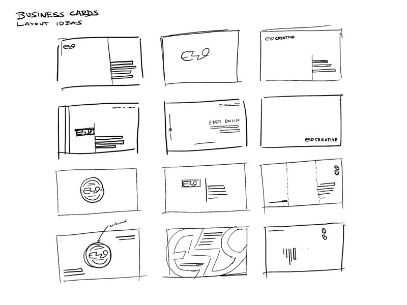 Business card layout ideas and sketches by E49 CREATIVE on Dribbble
