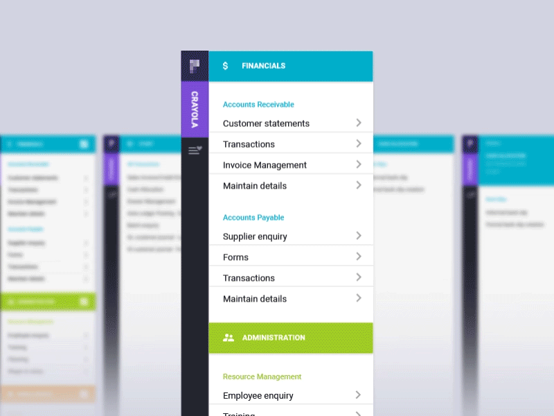 ERP Menu concept by Steve Carlisle on Dribbble