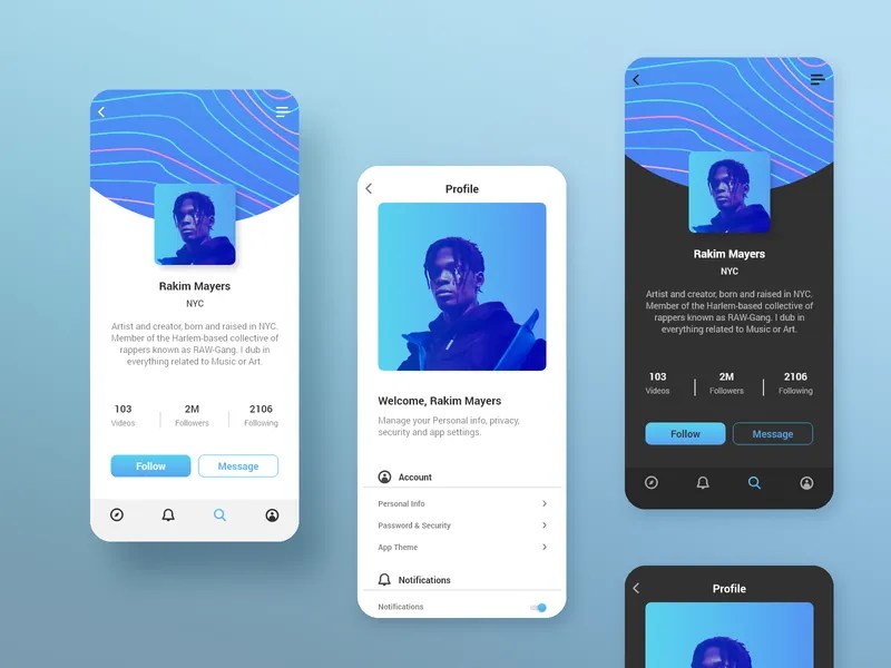 Social App Profile Daily UI 006 by Arthur K on Dribbble