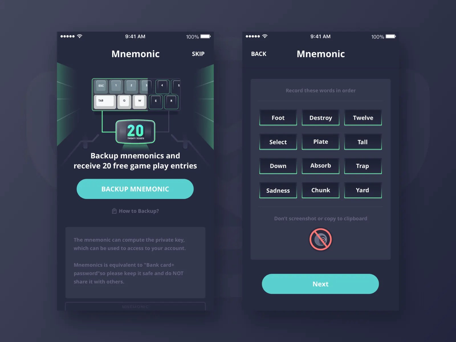 Brave wallet Backup mnemonic page by Yu Long on Dribbble