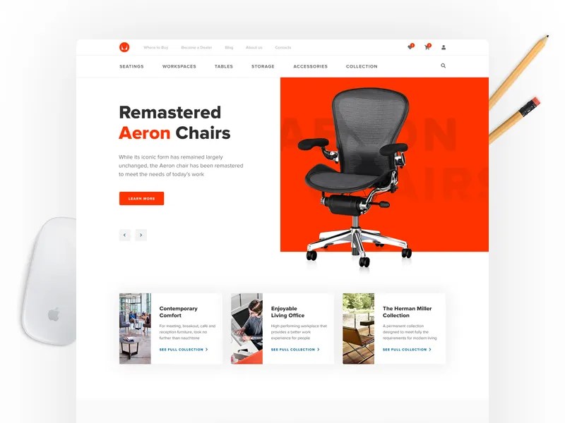 Herman Miller redesign concept. Part 1 by Lena Zhivotkova on Dribbble
