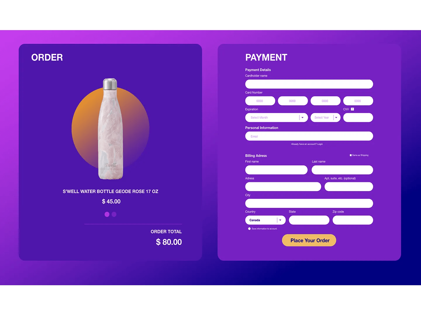 Credit Card Checkout Page Design By Danni Qian Dribbble Dribbble
