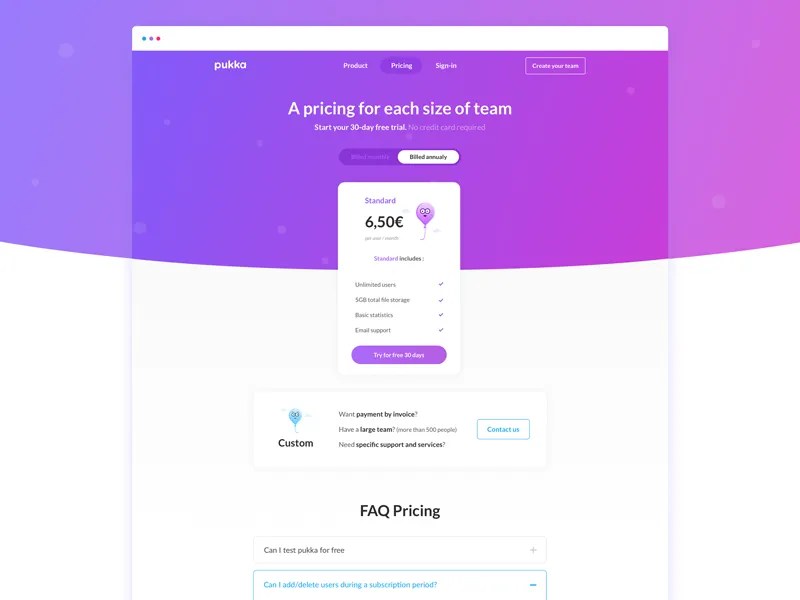Pukka Pricing page by Kevin Cdnc on Dribbble