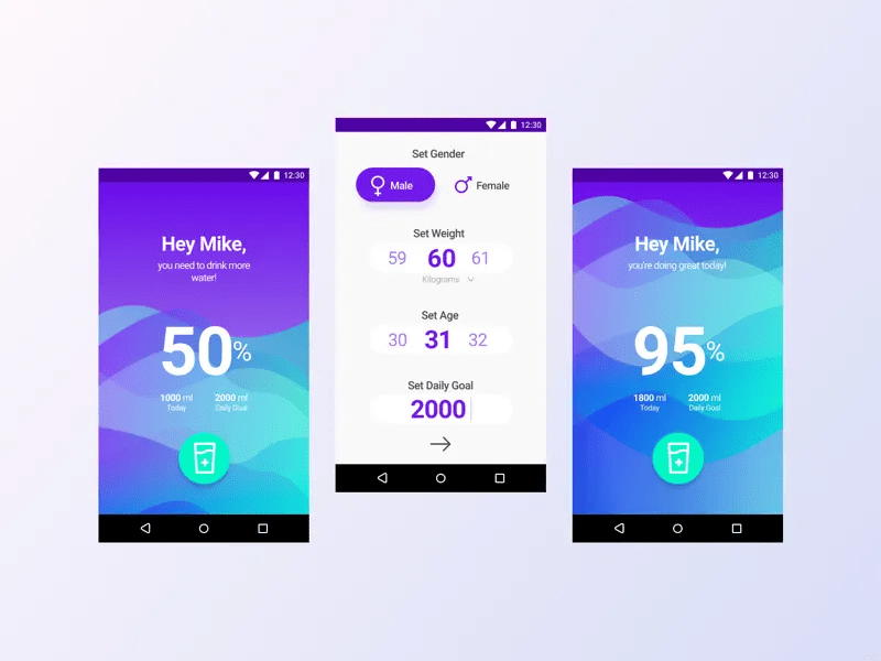 Water Balance App Concept by Kate Sekunova on Dribbble