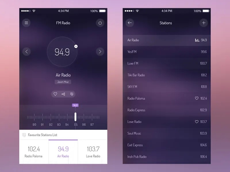 Radio App UI by Samsu Bhayani for Agile Infoways on Dribbble
