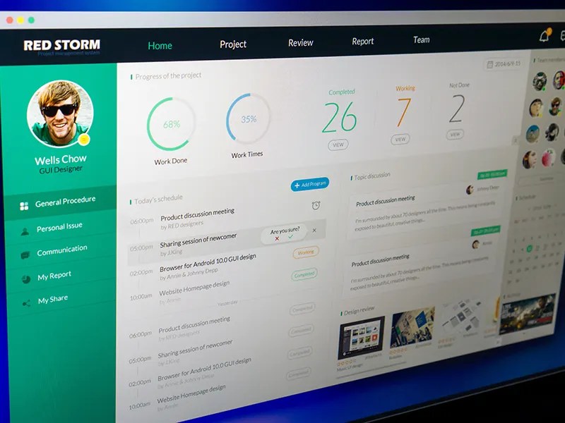 Project management system by Wells Weioo on Dribbble
