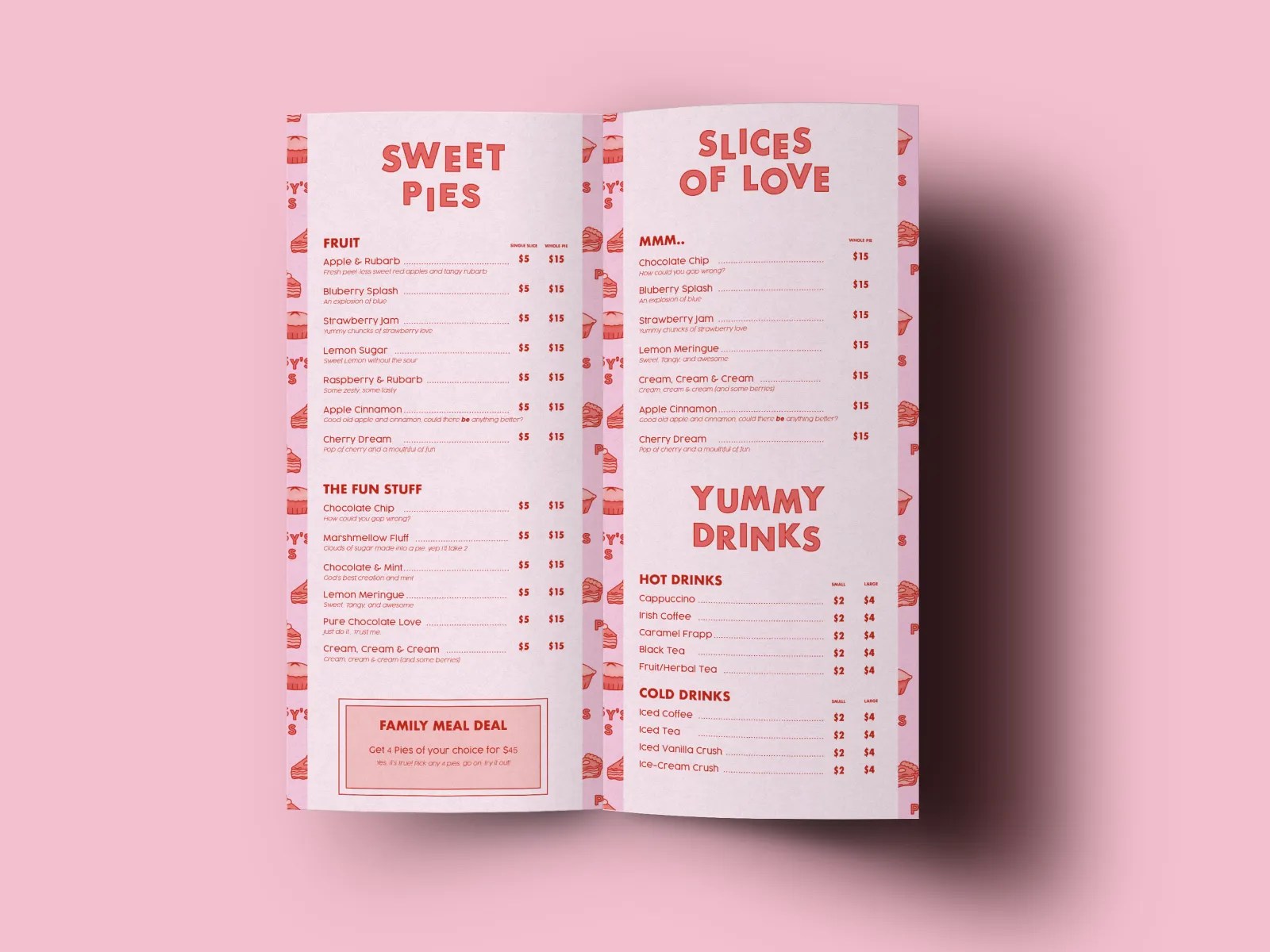 Patsy's Pies Pie store Shop Branding Brand Design Menu 1 by
