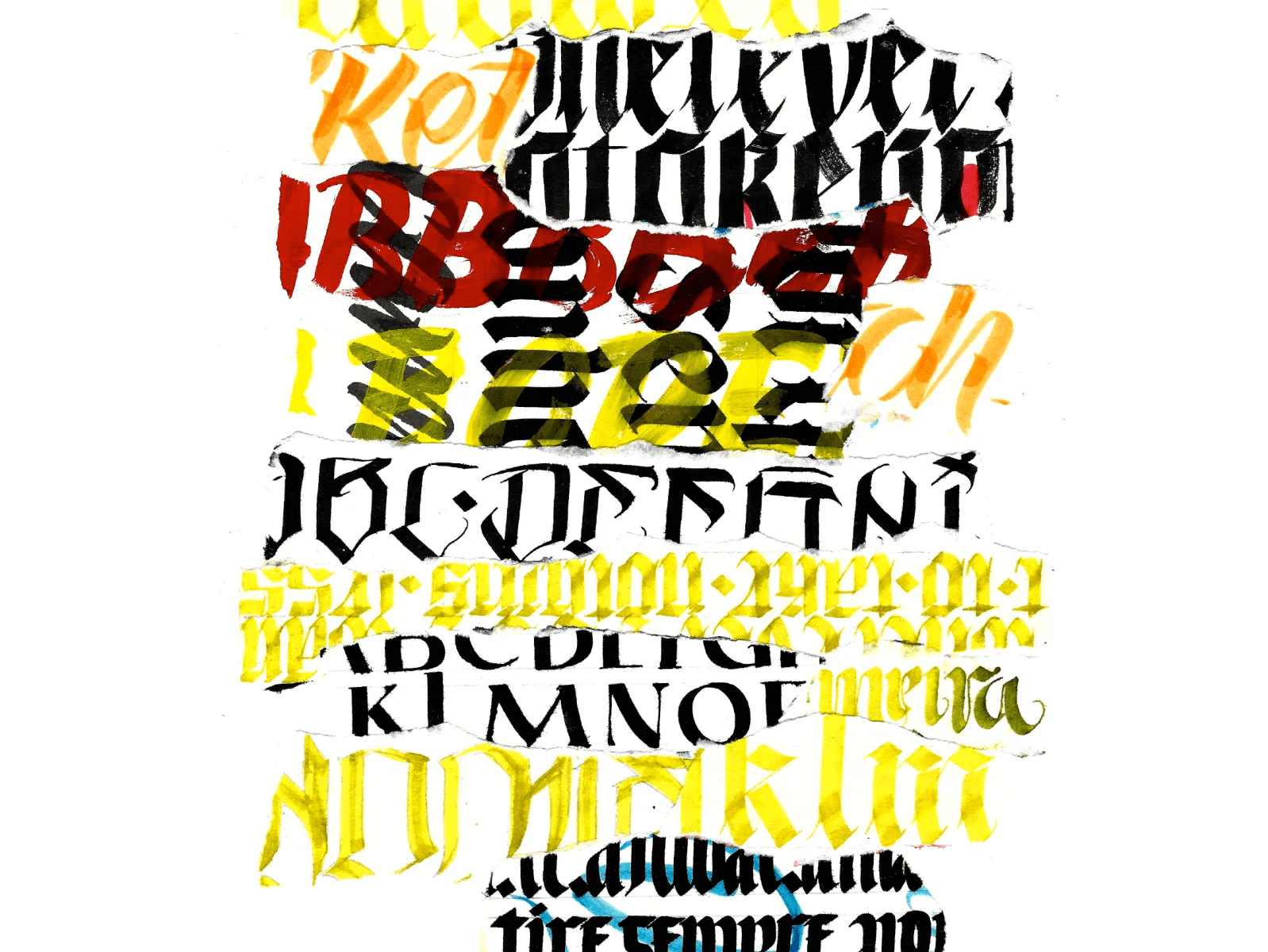 Calligraphy + Lettering Abstract collage artwork by Bruno Meira on