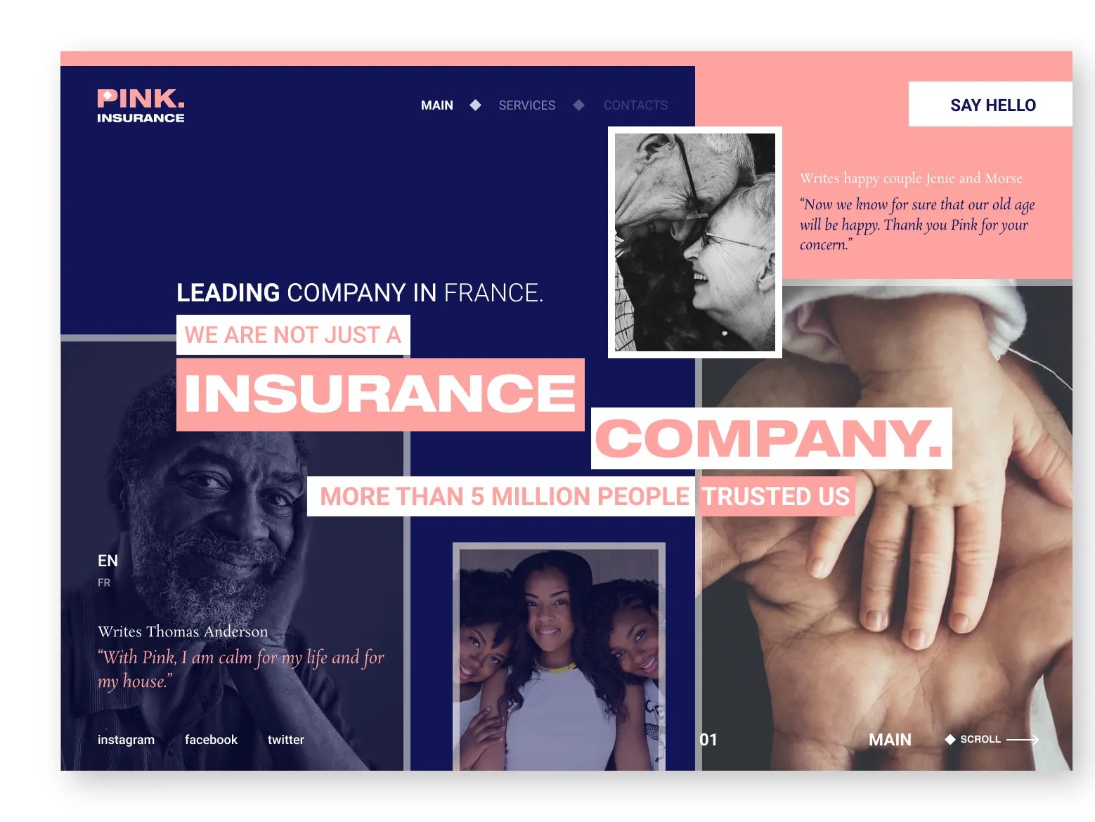 Pink. Insurance company page by Vyacheslav Ksendzyk on Dribbble