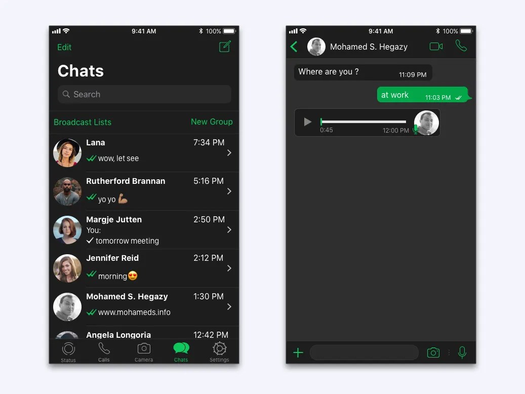WhatsApp Dark Mood by Mohamed Hegazy 🃏 on Dribbble