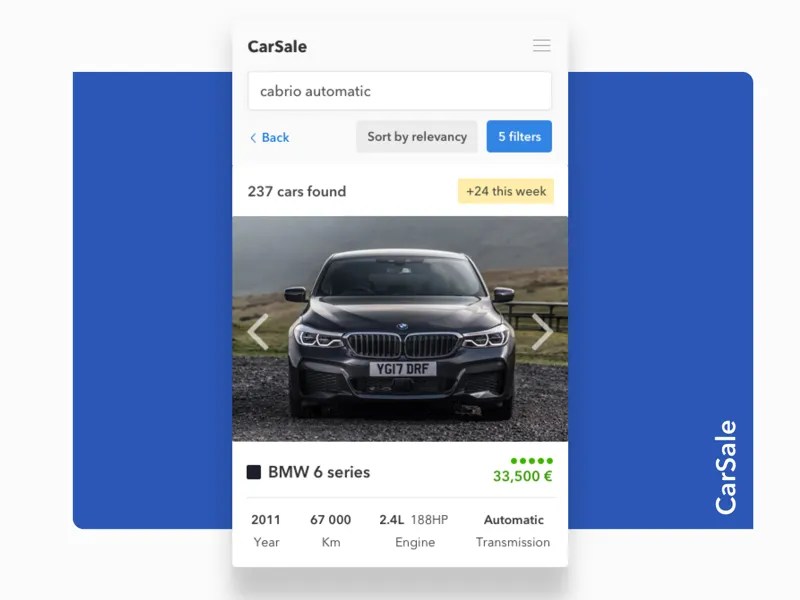 Mobile App — Car Sale / Search Results by Kirill Zima on Dribbble