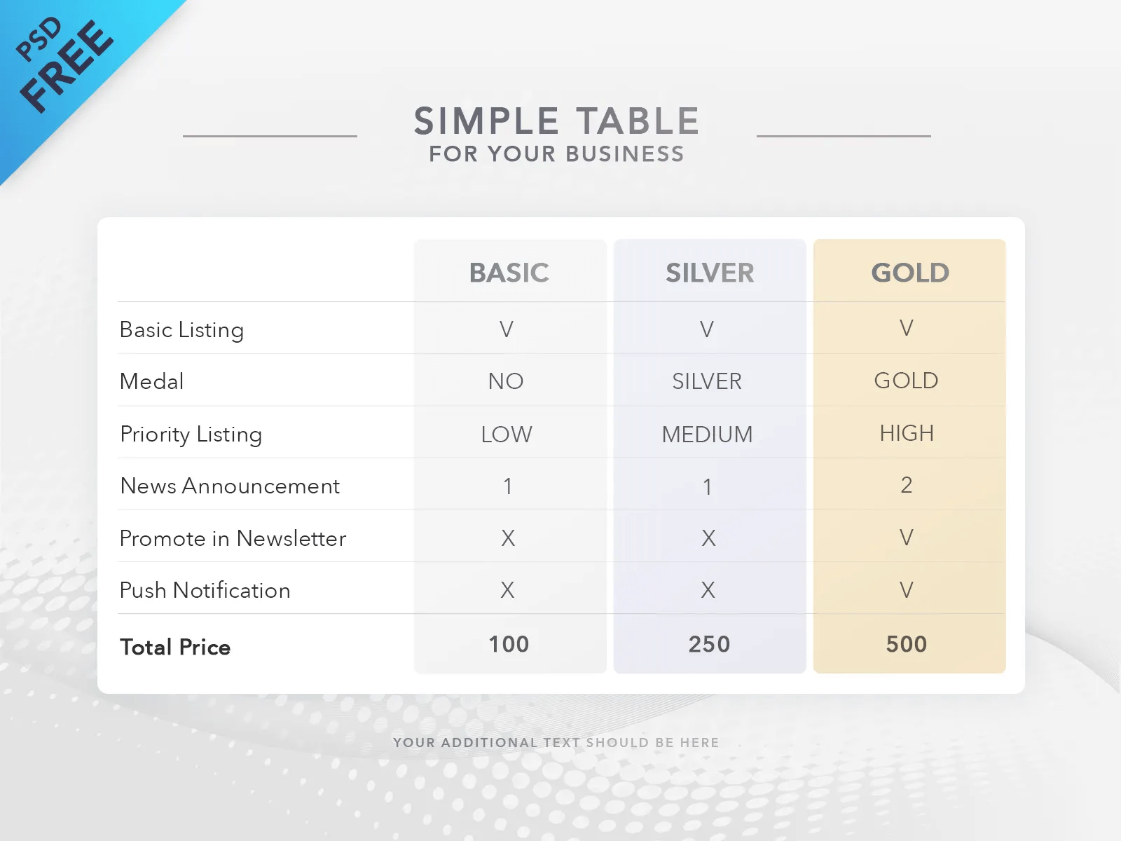 Free Table Template by N Alex on Dribbble