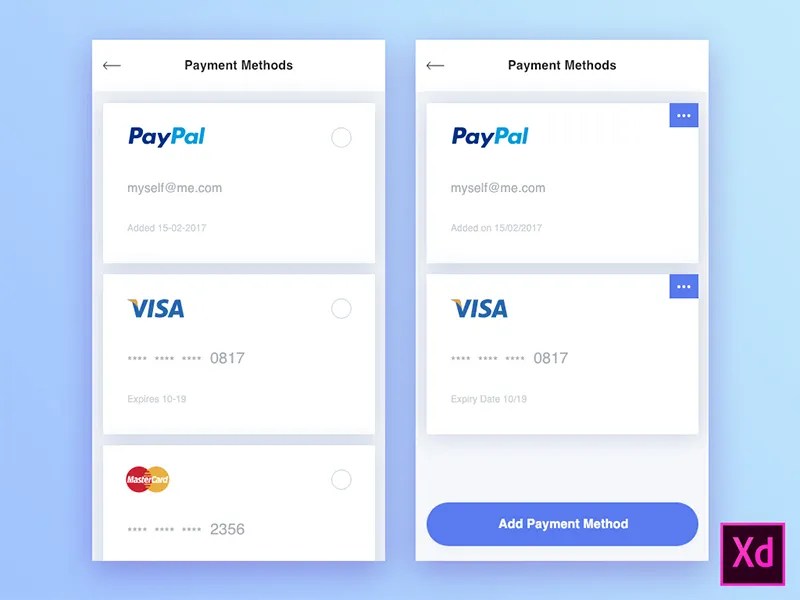 Freebie Payment Methods by Hannah Milan on Dribbble