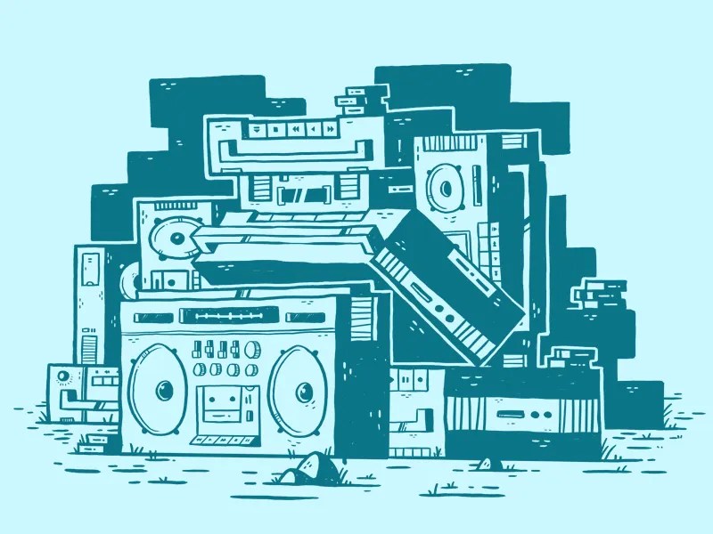 Stack of Boomboxes by Jetpacks and Rollerskates on Dribbble