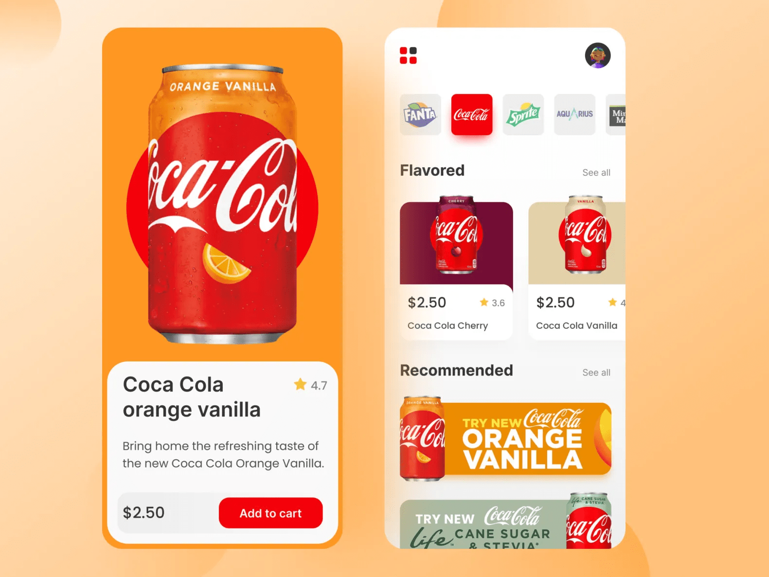 Cocacola app design · app by Irma Romero on