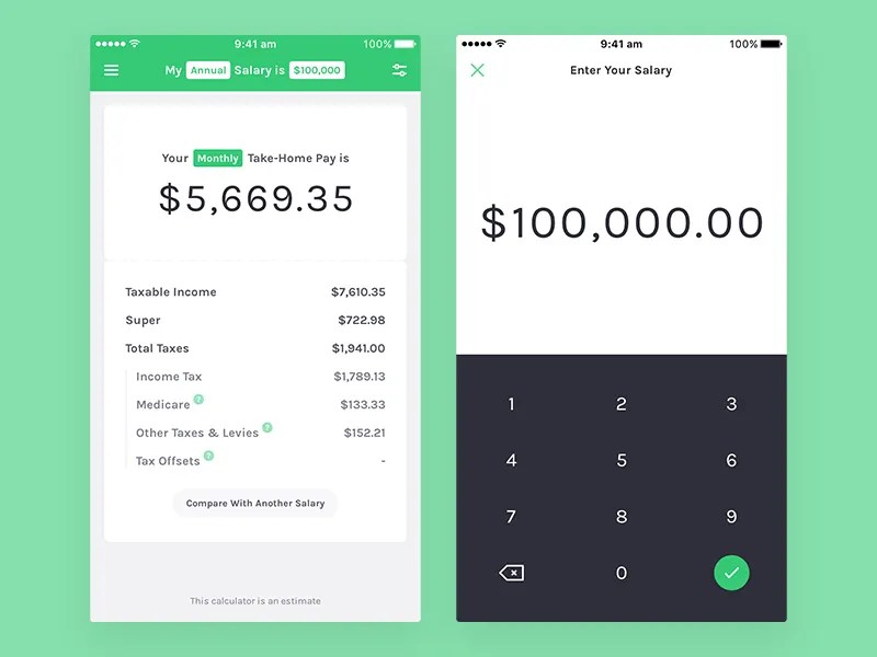 Salary Calculator by Cai Cardenas for Overlay on Dribbble