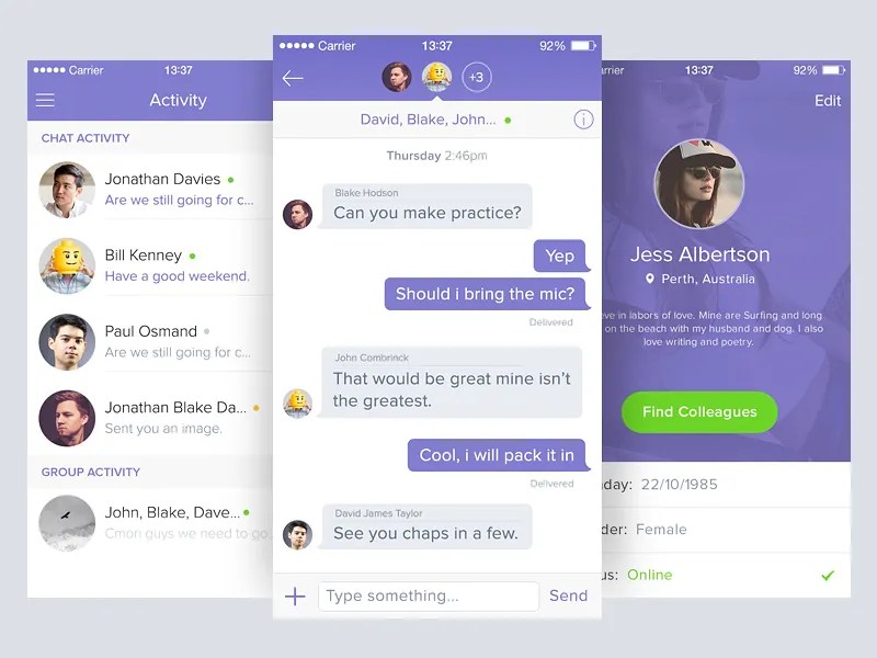 GroupChatUI by Daniel Klopper on Dribbble