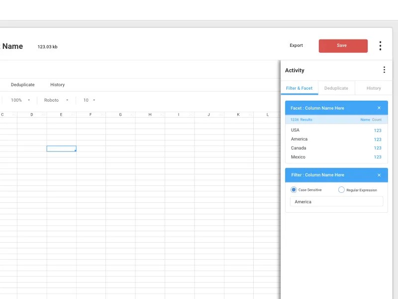 Spreadsheet filter/facet by Jong on Dribbble