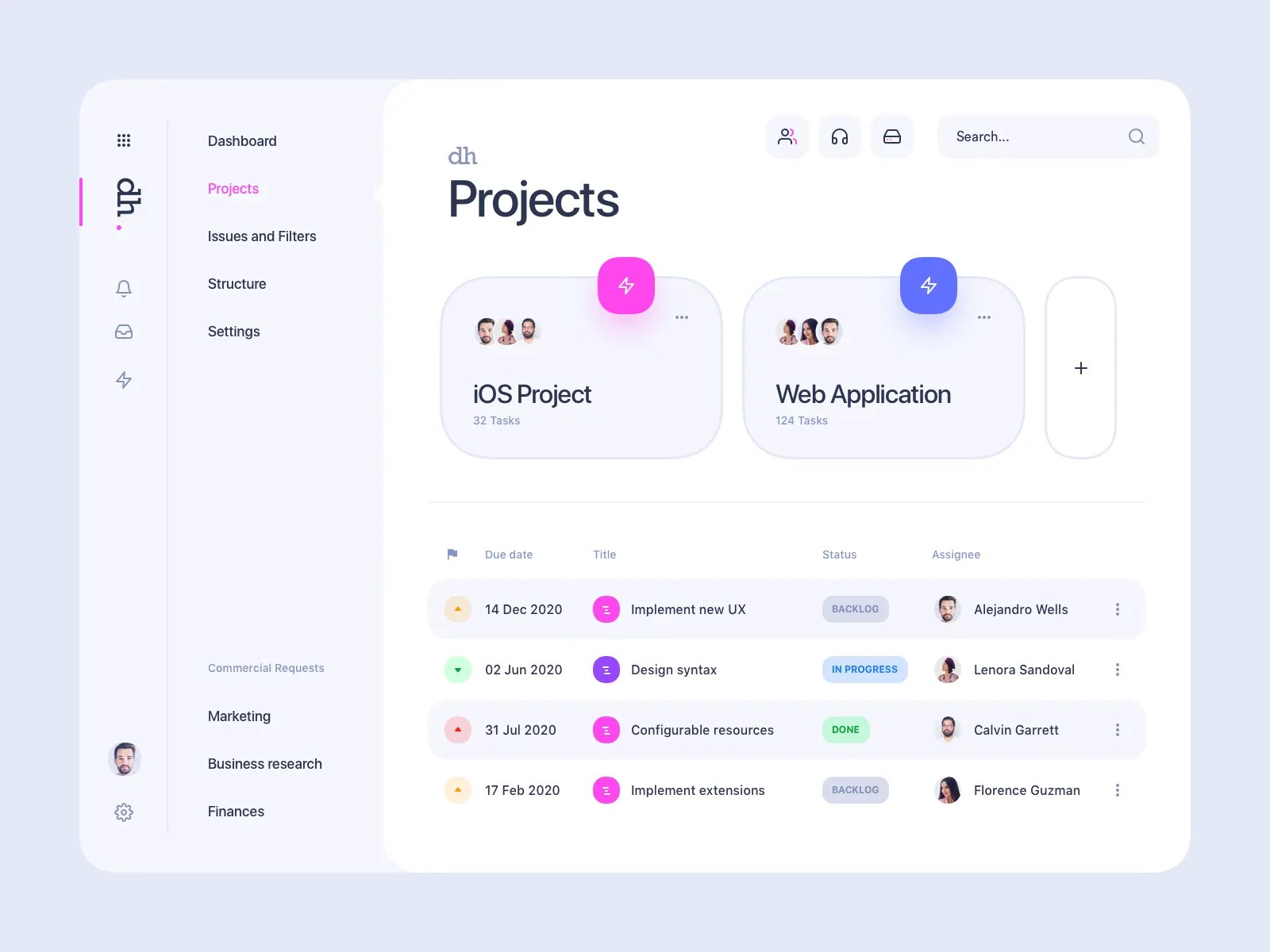Project Management Application by Alex Arutuynov on Dribbble
