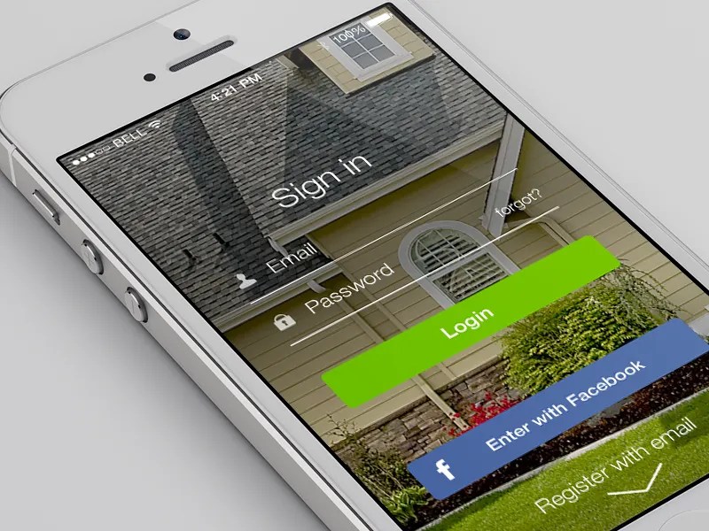 Login screen for real estate app by Alexander Protikhin on Dribbble