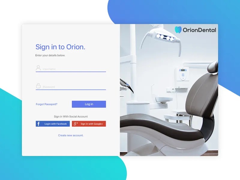 Orion Dental Login Form by Reynaldo Karisoh ⚡️ on Dribbble