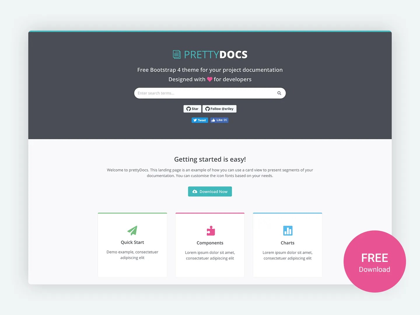 Prettydocs Free Bootstrap 4 Documentation Theme for Developers by