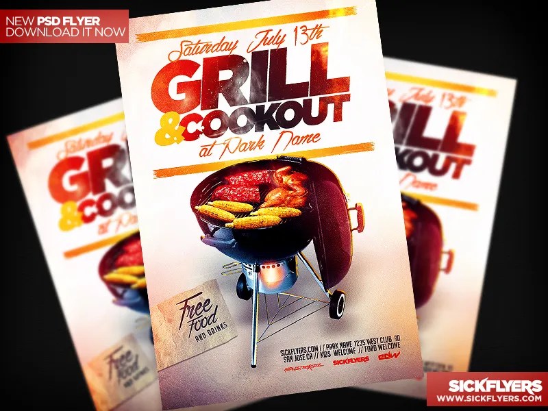 Cookout BBQ Flyer Template PSD by Industrykidz on Dribbble