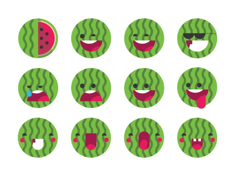 Watermelon Emoji Set by Ema Dimitrova on Dribbble