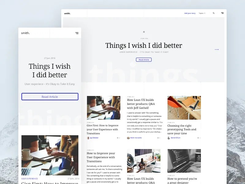 Smith Blog home page by Konrad Księżopolski on Dribbble