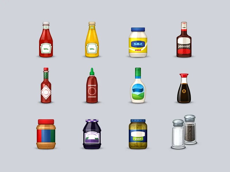Condiments Emoji by Louie Mantia, Jr. for Parakeet on Dribbble